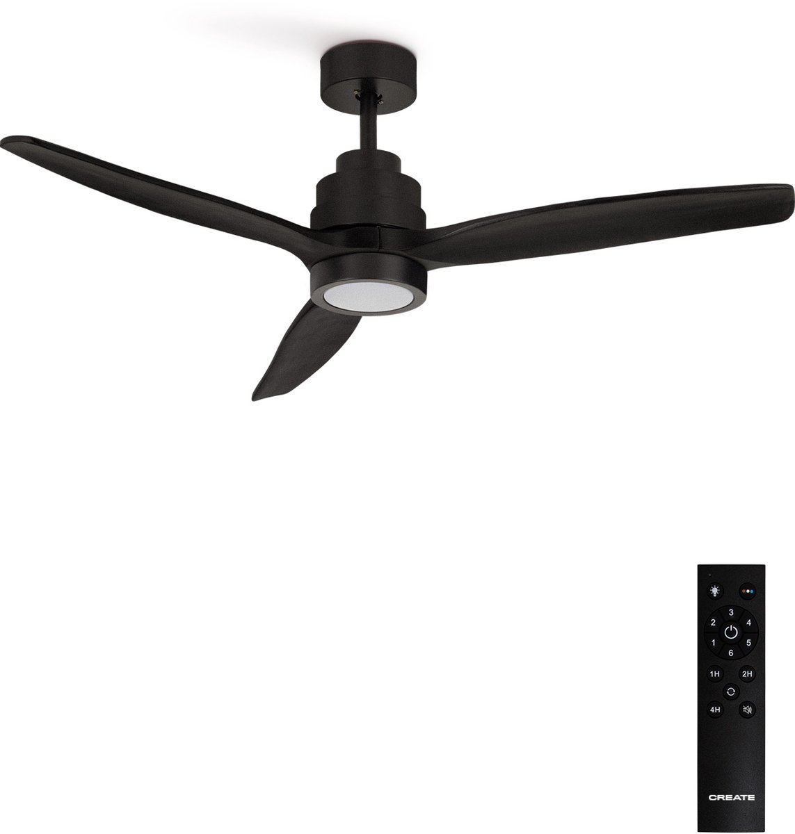 CREATE - Stille plafondventilator van 40 W met technische ABS-bladen, verkrijgbaar in verschillende maten - S - Met licht - Afstandsbediening - WIND STYLANCE