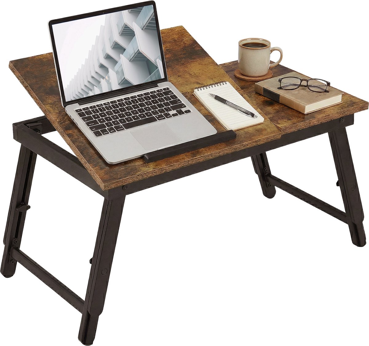 SONGMICS - Laptop Tafel - Laptopstandaard met Inklapbare Poten - Verstelbare Hoogte - Geschikt voor Bed en Bank