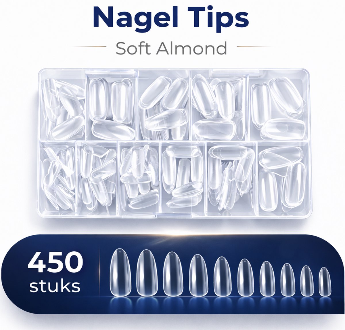 Joyage Nagel Tips Transparant - 450 stuks - Soft Almond - Kunstnagels - Transparante nageltips voor gelnagels - Plaknagels doorzichtig press on nails nail tips - Nep nagels Nepnagels nail art nagelverlenging - Cadeaus voor vrouwen cadeautjes