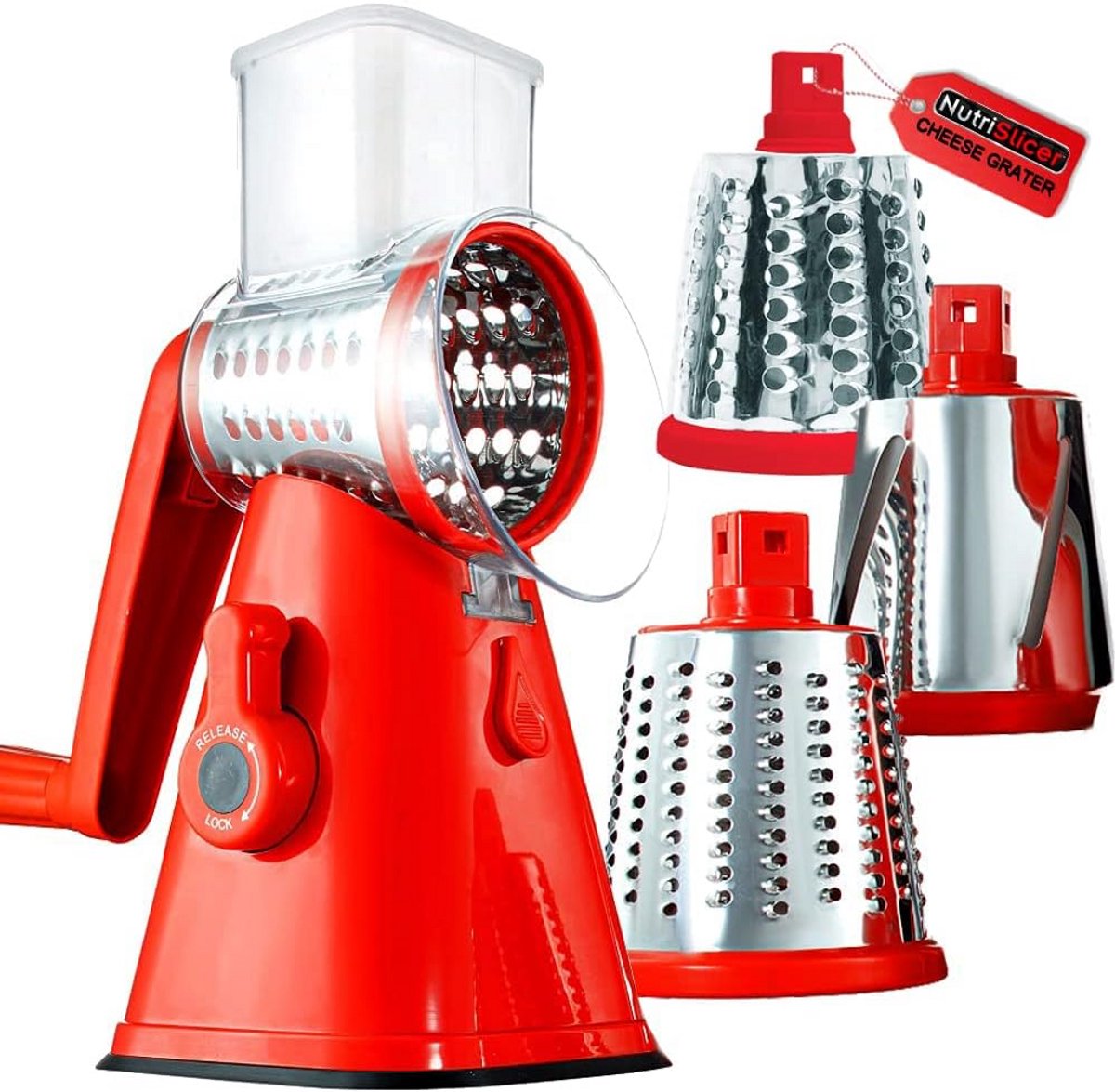 Keuken Snijder - Groente Fruit Rasp - Snel Snijden - 3 RVS Trommels - 28 x 18 x 13 cm
