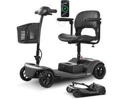 Sweetrich S2 Scootmobiel–Elektrische Scootmobiel–12Ah Accu–15 km Actieradius–250W Motor–4 wielen–Opvouwbaar–136 kg Draagkracht–Voor Senioren–Zwart