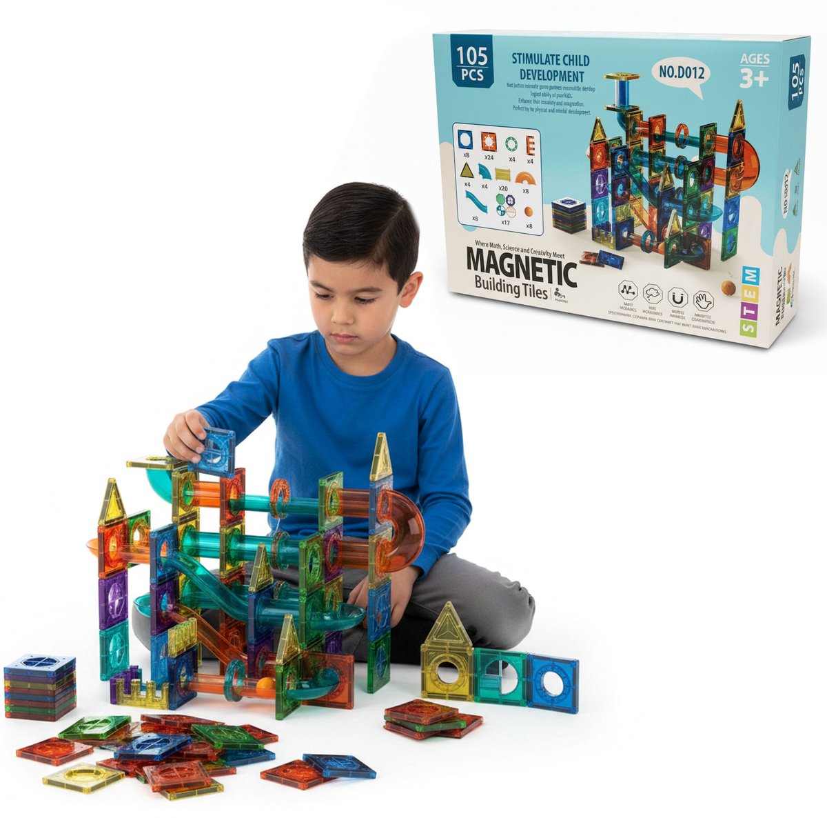 COIL Magnetische bouwstenen 105 stuks – STEM magnetische bouwstenen set – Educatief speelgoed - Educatieve bouwstenen 3+
