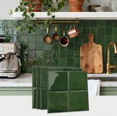 plaktegels - plaktegels keuken - Tegelsticker - 12 Stuks - 15×15cm - Zelfklevende Wandtegels - Olieafstotend - plaktegels keuken - Keuken Achtergrond 3D Tegelstickers - voor Badkamer en Keuken - Backsplash Plakkende Tegels - Groen