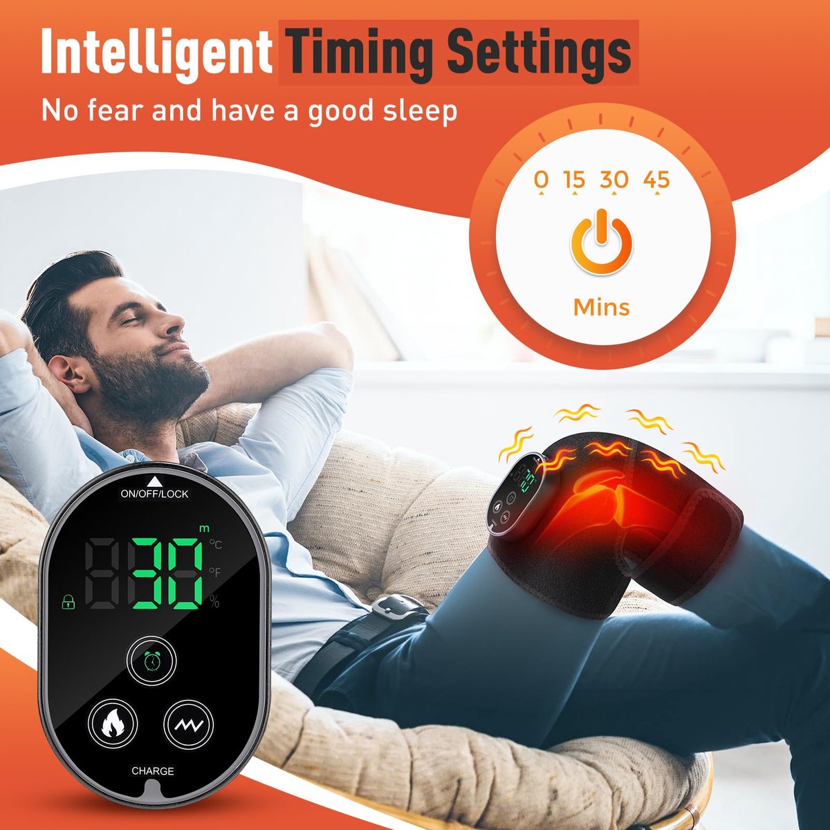 YANGJ UG Draadloos Verwarmd Kniebrace met Touchscreen - afbeelding 2