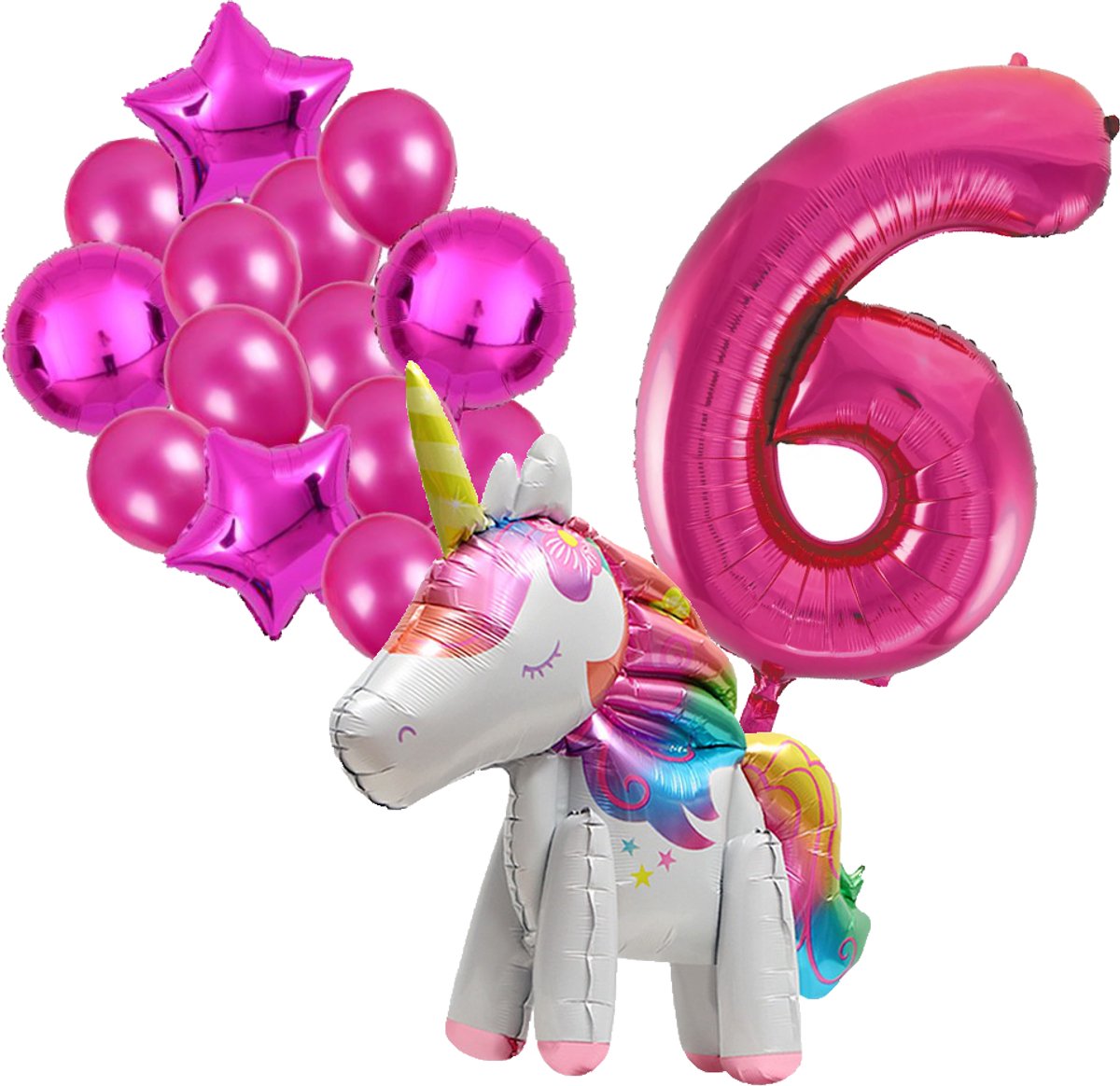 Unicorn ballon set - 110x78cm - Folie Ballon - Eenhoorn - Themafeest - 6 jaar - Verjaardag - Ballonnen - Versiering - Helium ballon