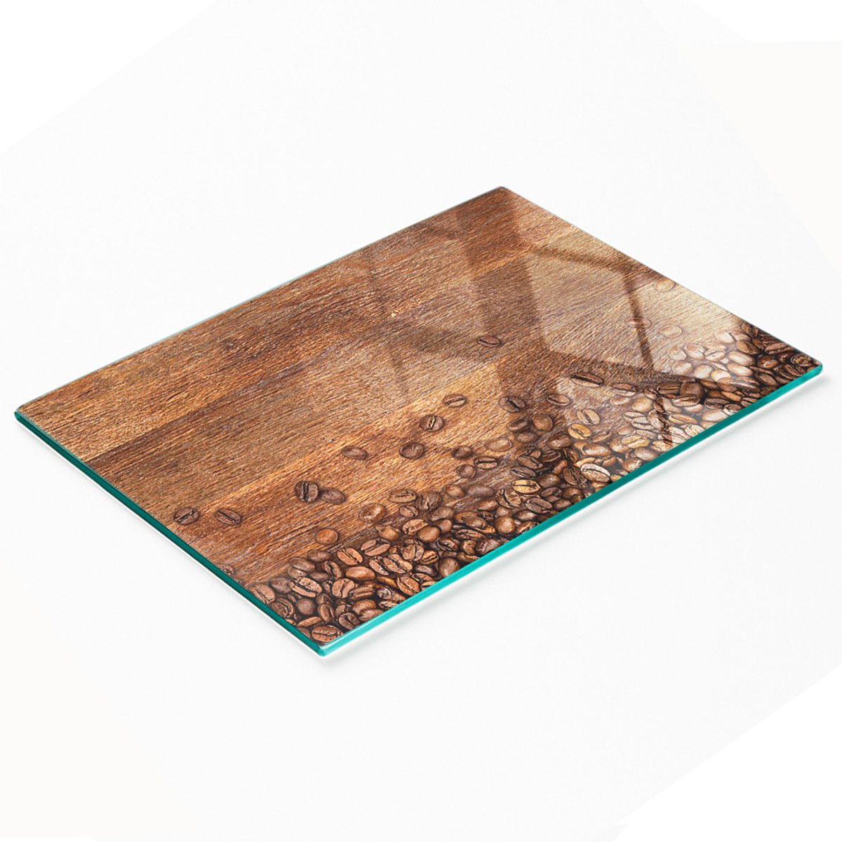 Multifunctionele decoratieve glazen keukenplank met koffiebonenmotief, 80x52 cm