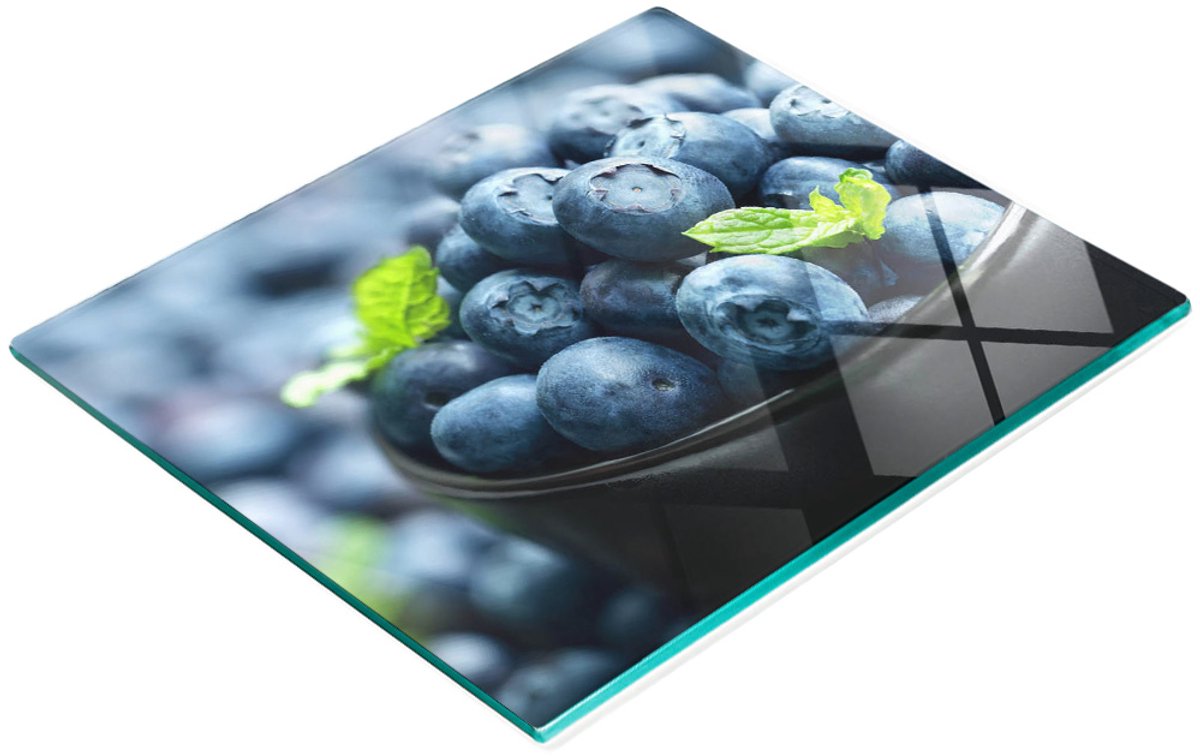 Serveerplank van gehard glas met bosbessenmotief, 60x52 cm