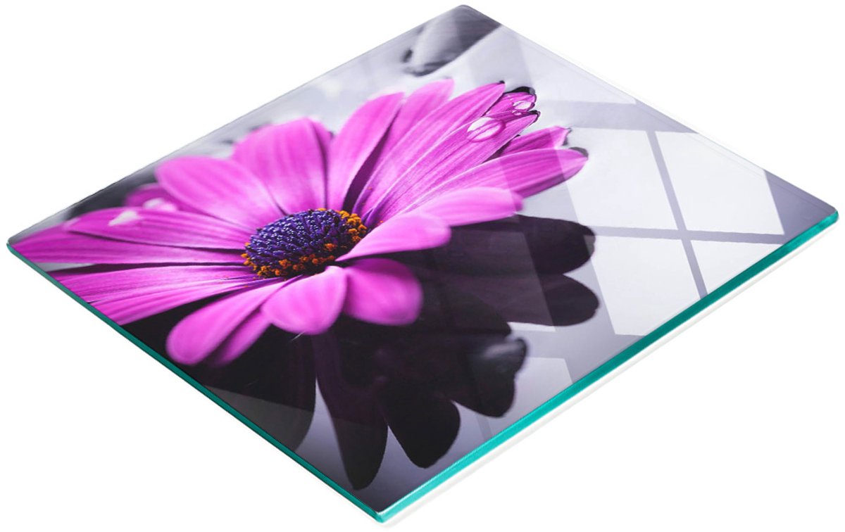 Gerbera decoratieve glazen snij- en serveerplank voor in de keuken, 60x52 cm