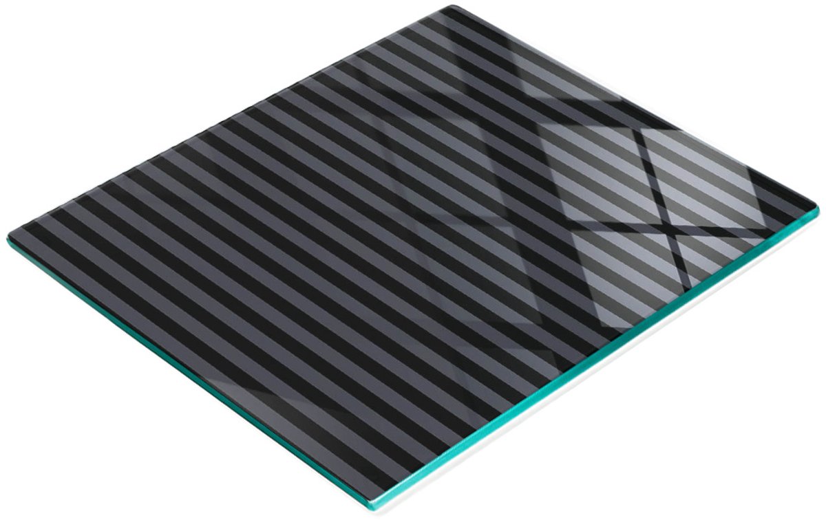 Decoratieve glazen snijplank met grafische grijze strepen, 60x52 cm