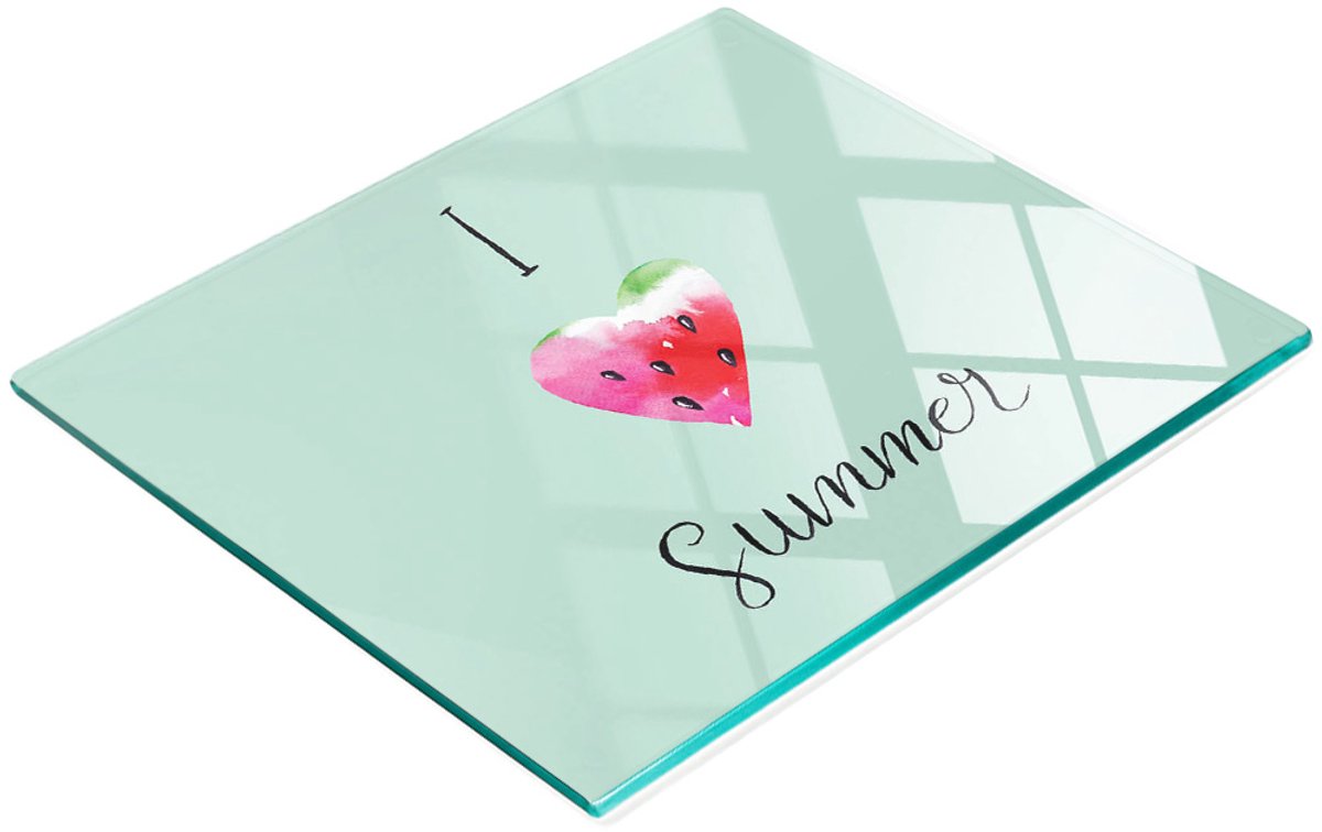 Multifunctioneel decoratief glazen keukenbord met watermeloenmotief, 60x52 cm