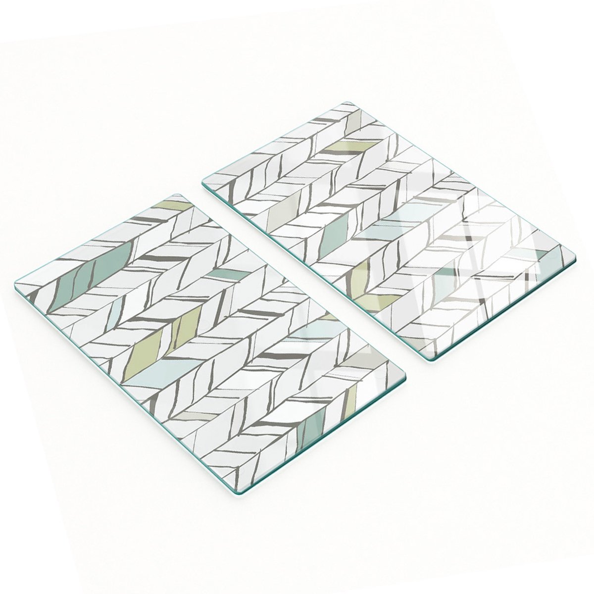 Glazen serveerplanken met visgraatpatroon, 2x30x52 cm