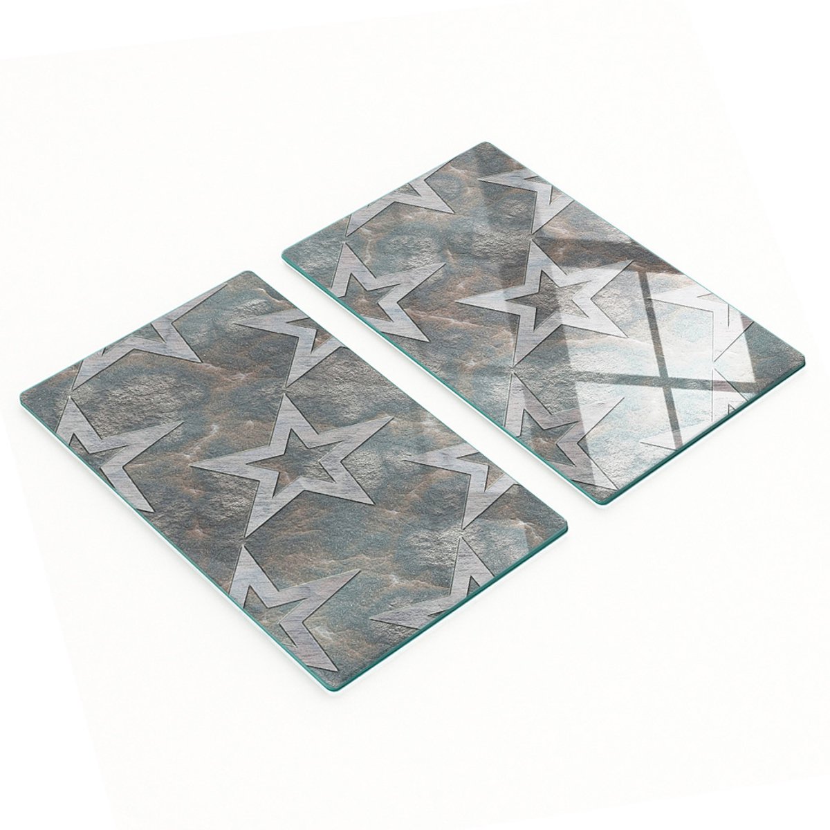 Glazen snijplanken met stenen sterrenmotief, 2x30x52 cm