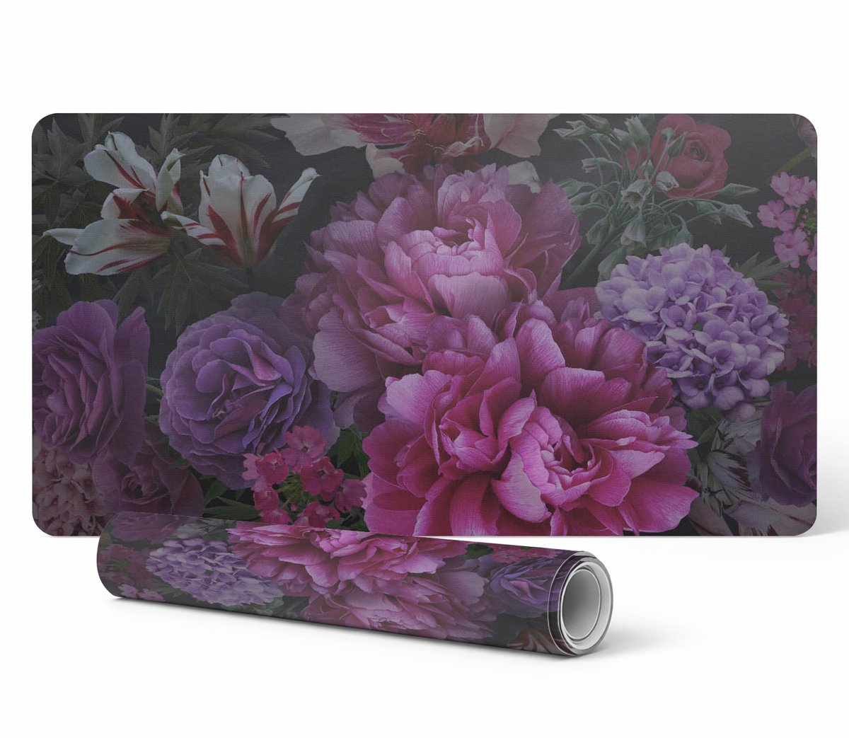 Gaming muis- en toetsenbordmat Flowers in the Dark 120x60 cm