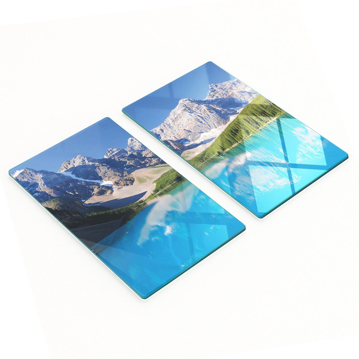 Decoratieve glazen snij- en serveerplanken Morena Lake 2x30x52 cm