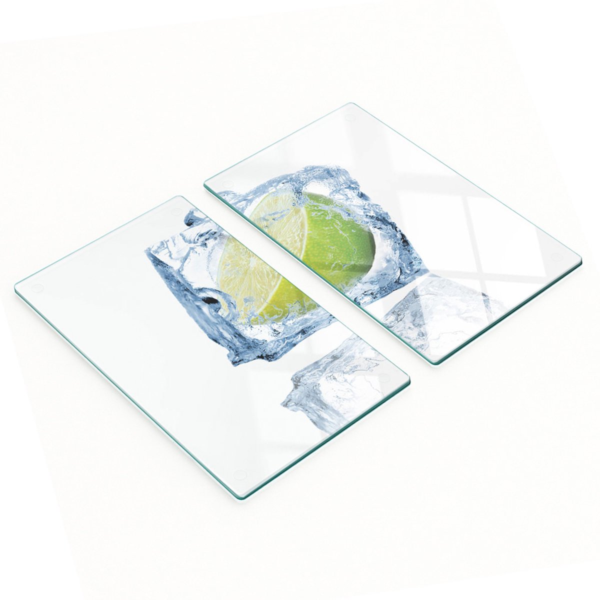 Geharde multifunctionele decoratieve glazen borden Lime Ice 2x30x52 cm