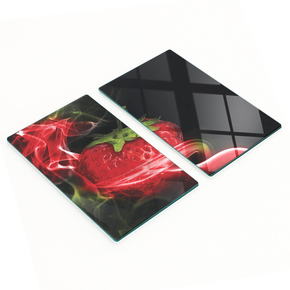 Decoratieve snijplanken van gehard glas, aardbei-rookkleur, 2x30x52 cm