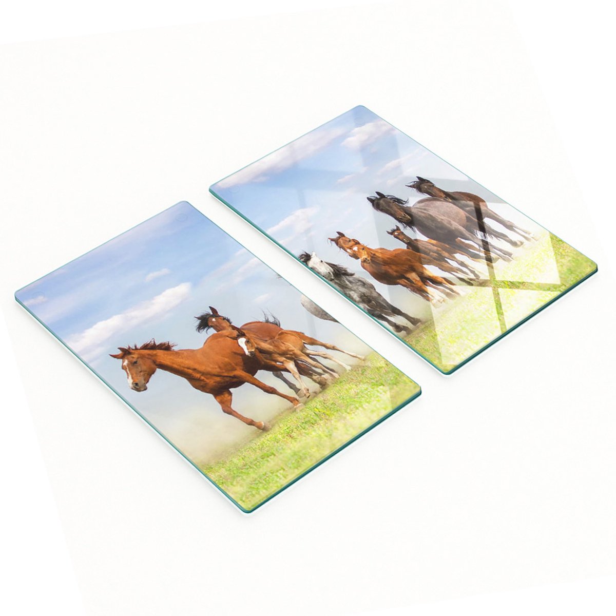 Keukenplanken van gehard glas met afbeelding van een galopperend paard, 2x30x52 cm