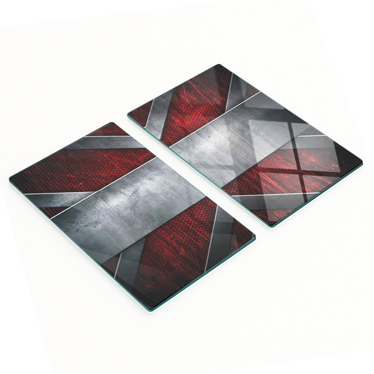 Set van twee decoratieve glazen keukenplanken met metaalpatroon, 2x30x52 cm