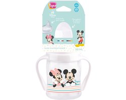 Tigex- Minnie & Mickey Mouse Lekvrije Beker 150 ml – Waterdicht – Afneembare Handgrepen – Beschermdeksel – Baby Drinkbeker- 6m+