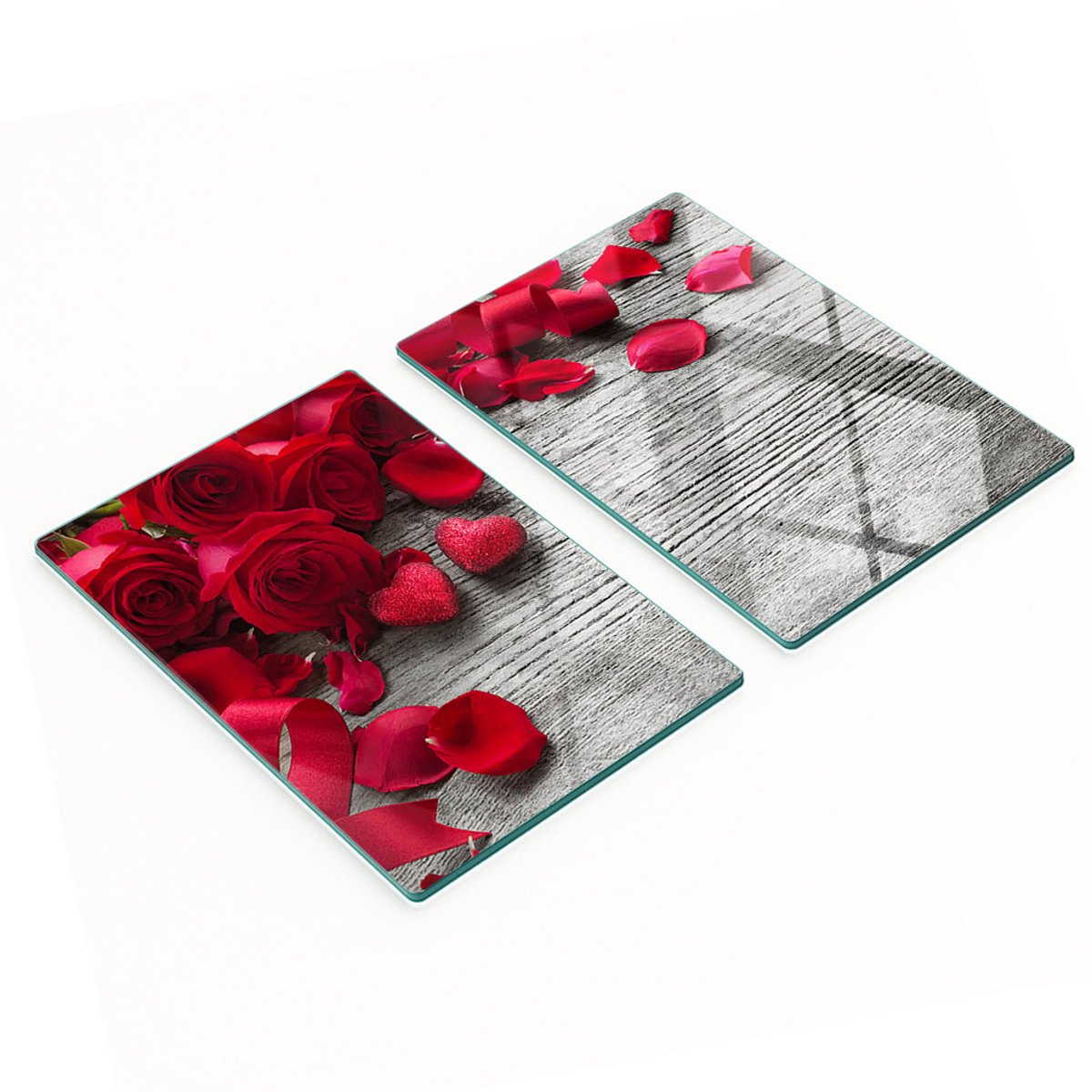 Decoratieve snijplanken van gehard glas met rode rozen, 2x40x52 cm
