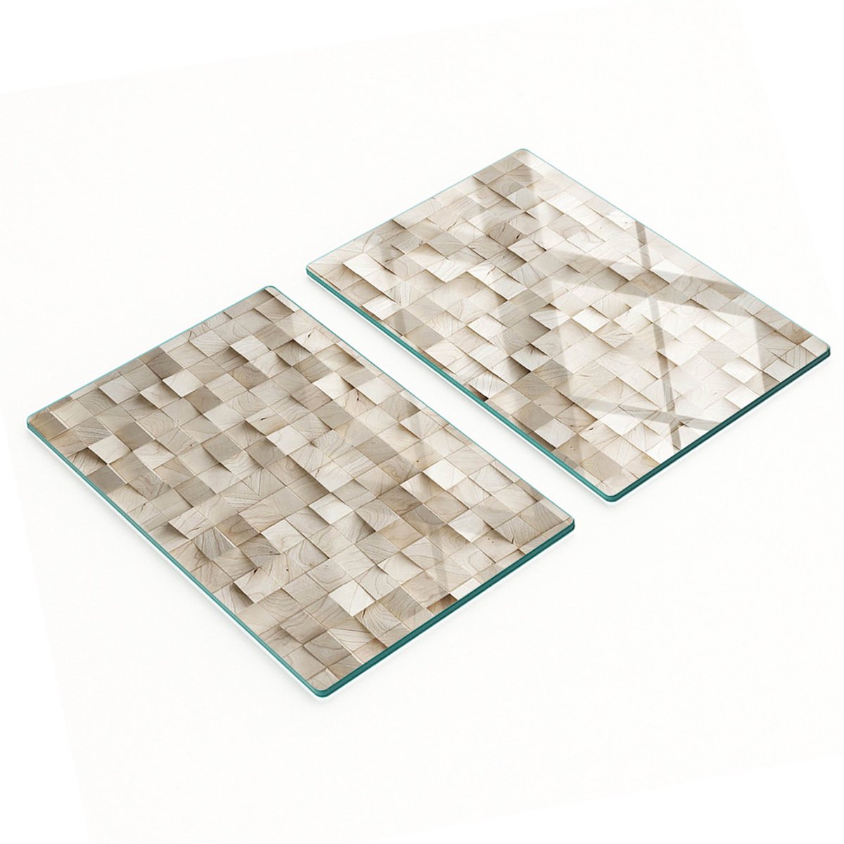 Multifunctionele decoratieve keukenplanken van gehard glas en hout, 2x40x52 cm