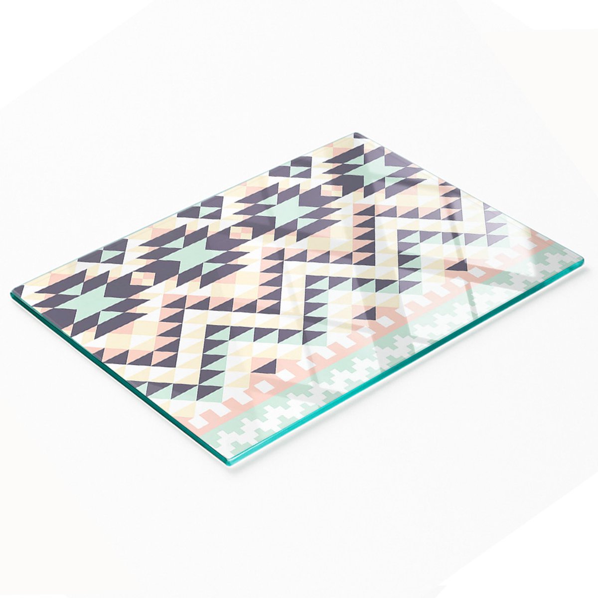 Decoratieve glazen snijplank met etnisch patroon, 80x52 cm