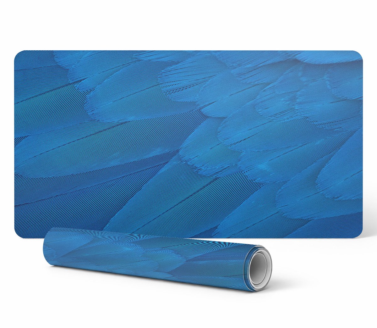Designer laptop beschermmat met vogelverenprint (detailweergave) 120x60 cm