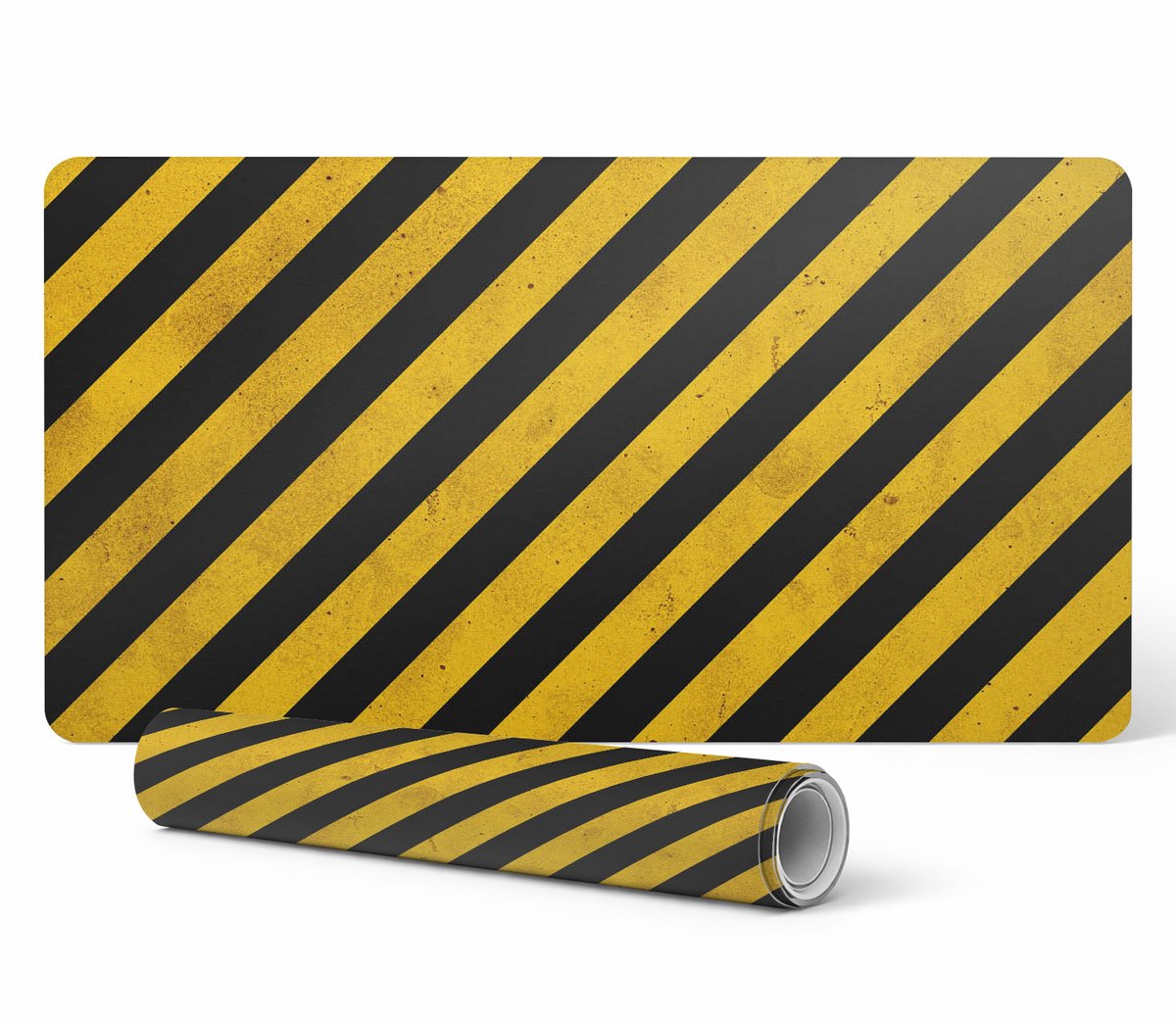 Moderne beschermende muismat met diagonale waarschuwingsstrepen 100x50 cm