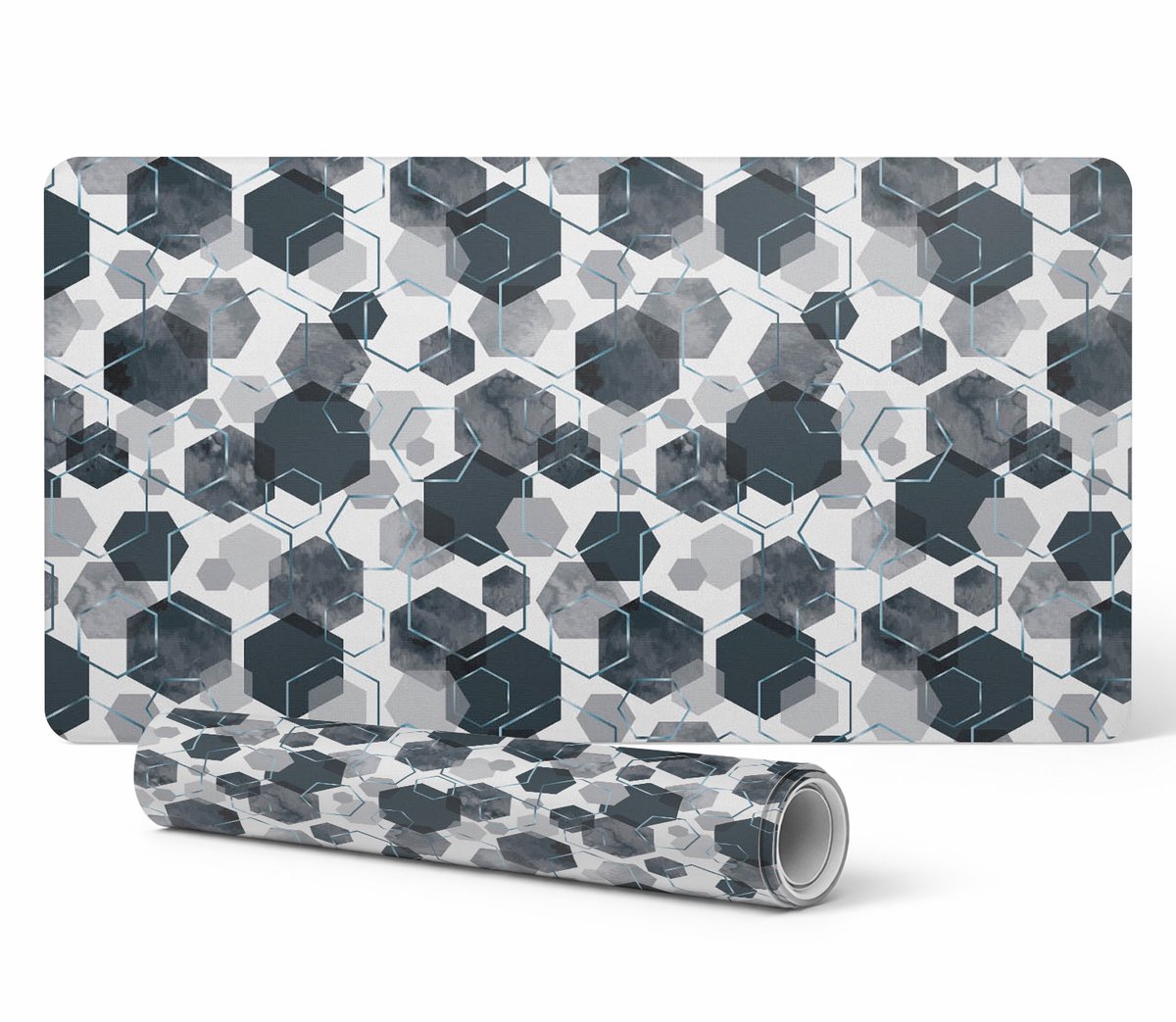 Moderne beschermende toetsenbordmat met geometrische zeshoeken, 100x50 cm