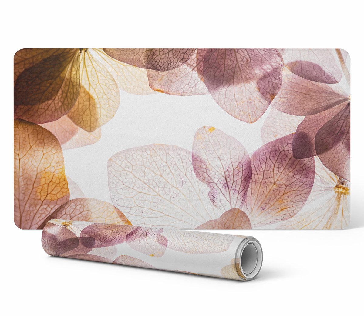 Moderne vinyl muismat met delicate bloemblaadjes, 100x50 cm