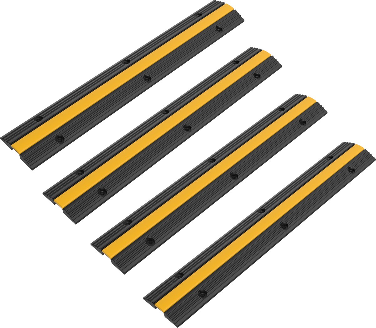 ACXIN Kabelbrug – Rubber Kabelgoot – 1 Kanaals – Overrijdbescherming tot 8 Ton – Vloer Parkeerplaats Magazijn Werkplaats – 100x15x3 cm – 4 Stuks