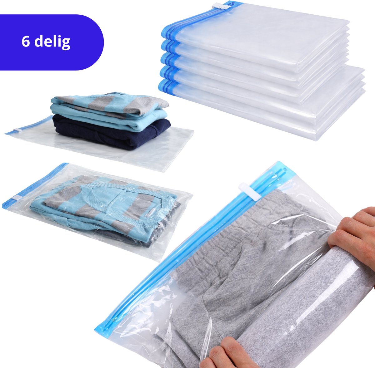 Compressiezakken - Reisaccessoires - 10-pack ruimtebesparende zakken - Geen vacuüm of
