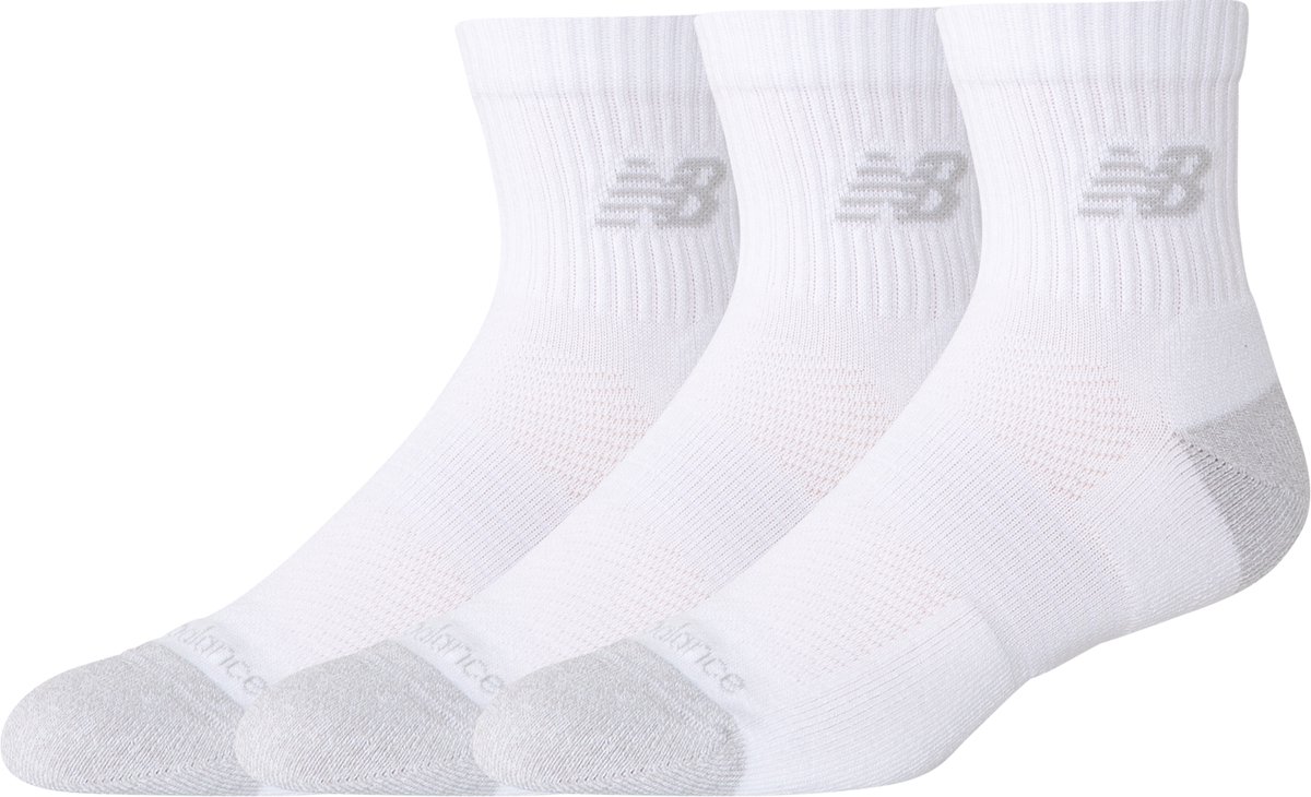 New Balance Active QTR Socks 3 Pack Unisex Sportsokken Wit