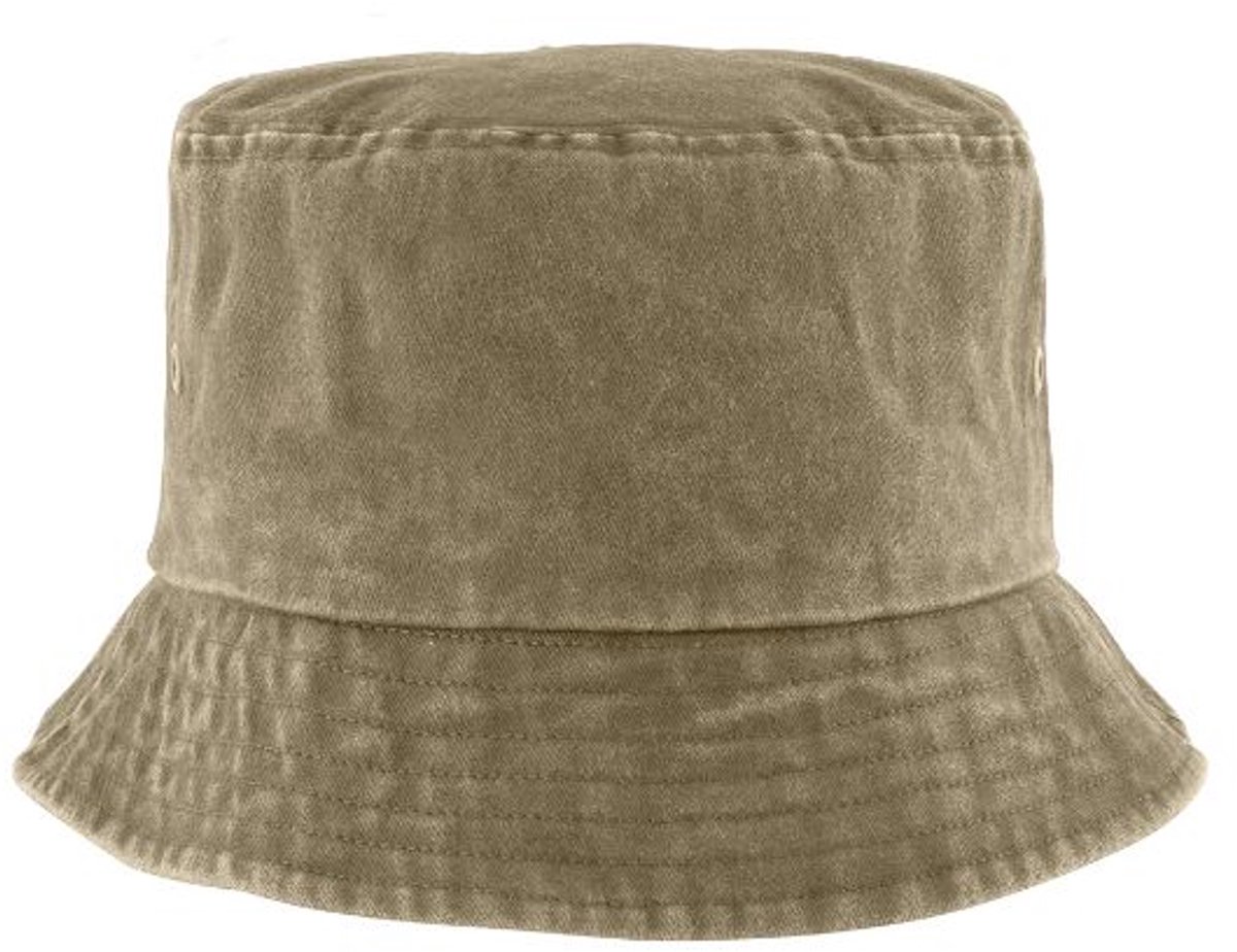 Bucket Hat / Bob hat gewassen Camel look 260 gram katoen