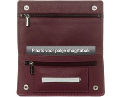 LeonDesign - Tabak etui - Echt leer - Kers/aubergine - Handgemaakte shag etui