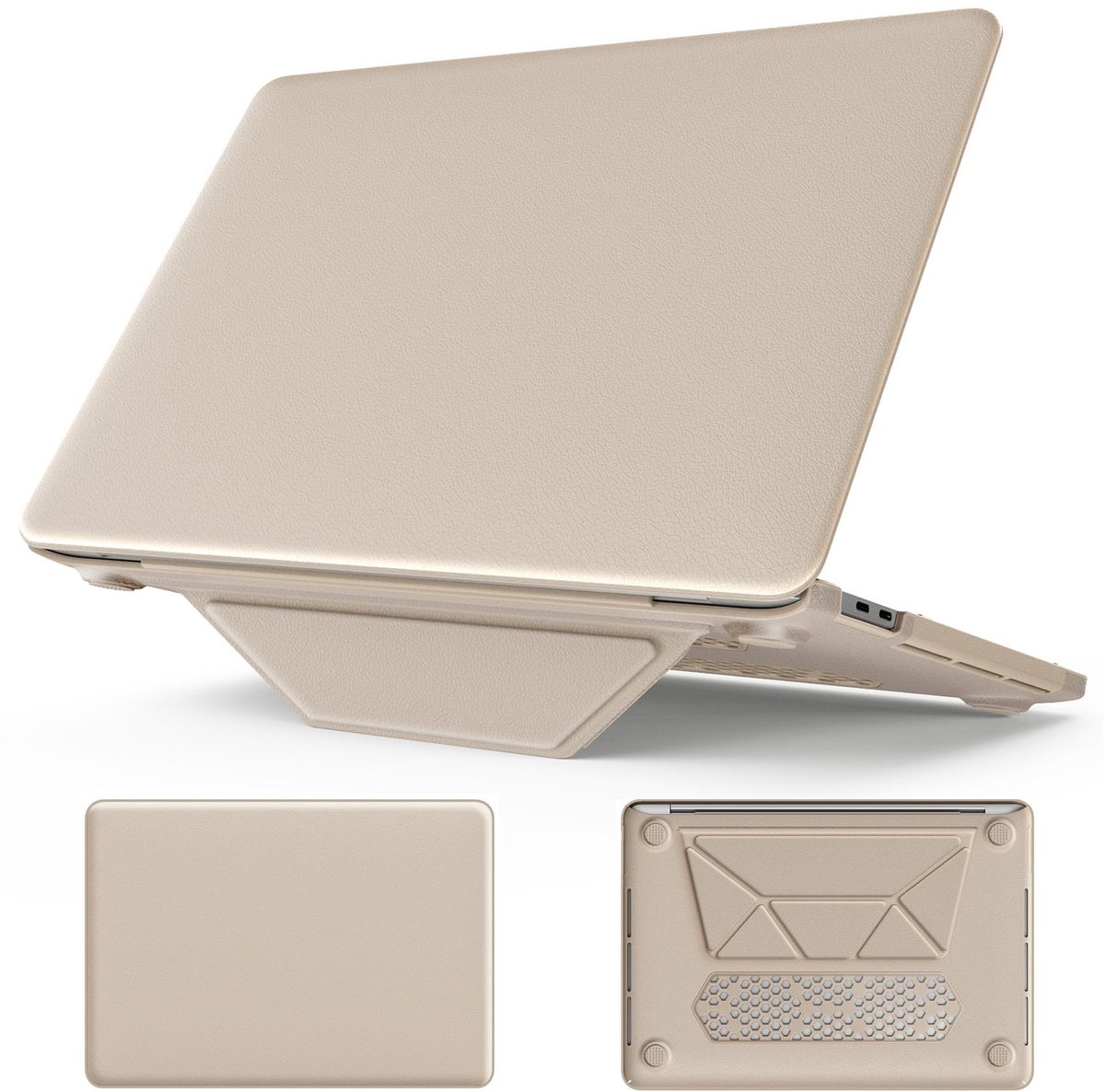Turtle Shift vegan leer Laptopcover geschikt voor MacBook Pro 13' inch - 2022 / 2020 / 2018 - A2338 / A2289 / A2251 / A2159 / A1989 / A1706 / A1708 - Beige