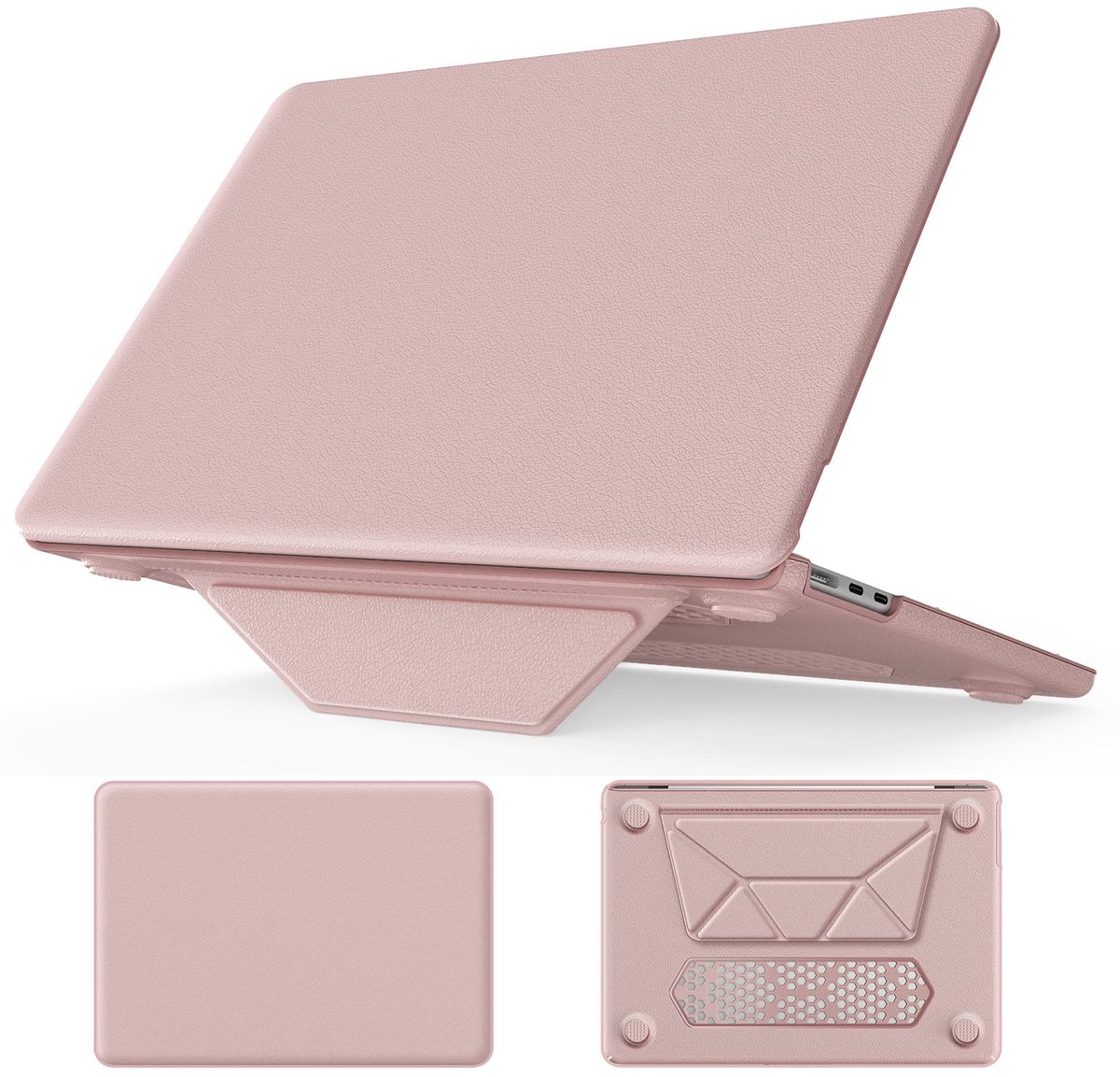 Turtle Shift vegan leer Laptopcover geschikt voor MacBook Air 13' inch - 2020 en 2018 - A2337 / A2179 / A1932 - Roze