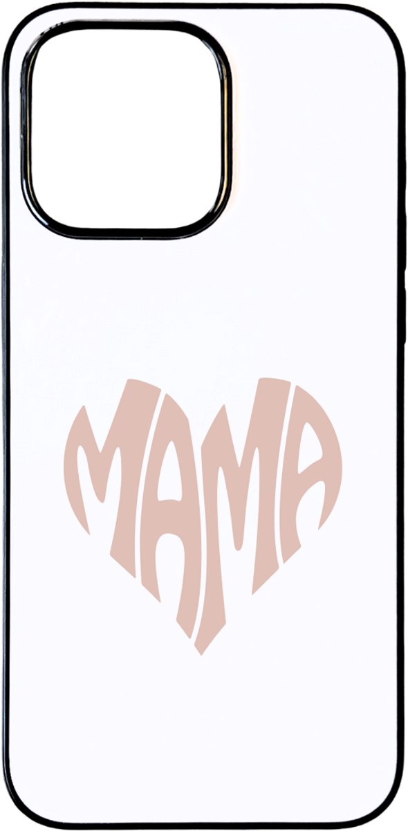 Hacebo® - Mama in retro hartvorm telefoonhoesje - Liefste mama - Mama - telefoonhoesjes - moederdag cadeautje - Cadeau voor mama - Verjaardag - Geschenk - Cadeau - Gift - hoesje geschikt voor iPhone 15 Pro Max
