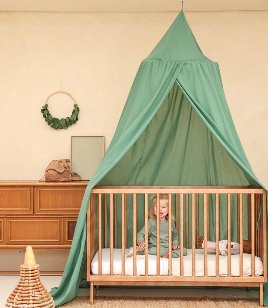 Groen Hemeltje voor Kinderkamer | Klamboe voor Wieg, Bed & Speelkamer | Hemel Sluier voor Babybed | Rond Hemelbed voor Baby — afbeelding 2