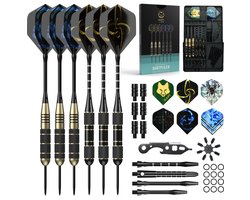 Napi Darts - 6 Dartpijlen (64-delig) - 23, 24, 25, 26 Gram Dartspijlen - 2 Sets Premium Brass Pijlen - Steeltip - Inclusief Dart Flights & Case