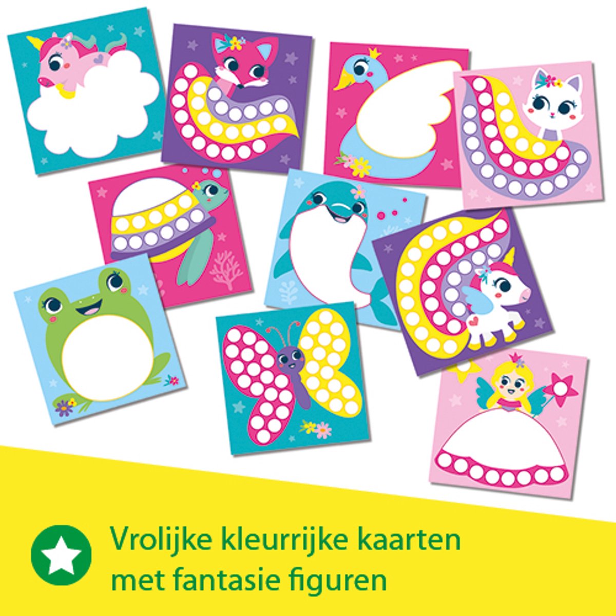 SES Creative - My first – Stippen met Vingerverf Fantasie Figuren - 10 vrolijke vingerverf kaarten in prinsessen feeën thema – Unicorn – Glutenvrij - 1 tot 4 jaar — afbeelding 4