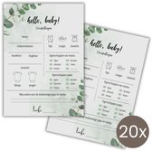 Babyshower Invulkaarten 20 stuks - Voorspellingskaarten - Babyshower Spelletjes - Jongen of Meisje - A6 - Groen