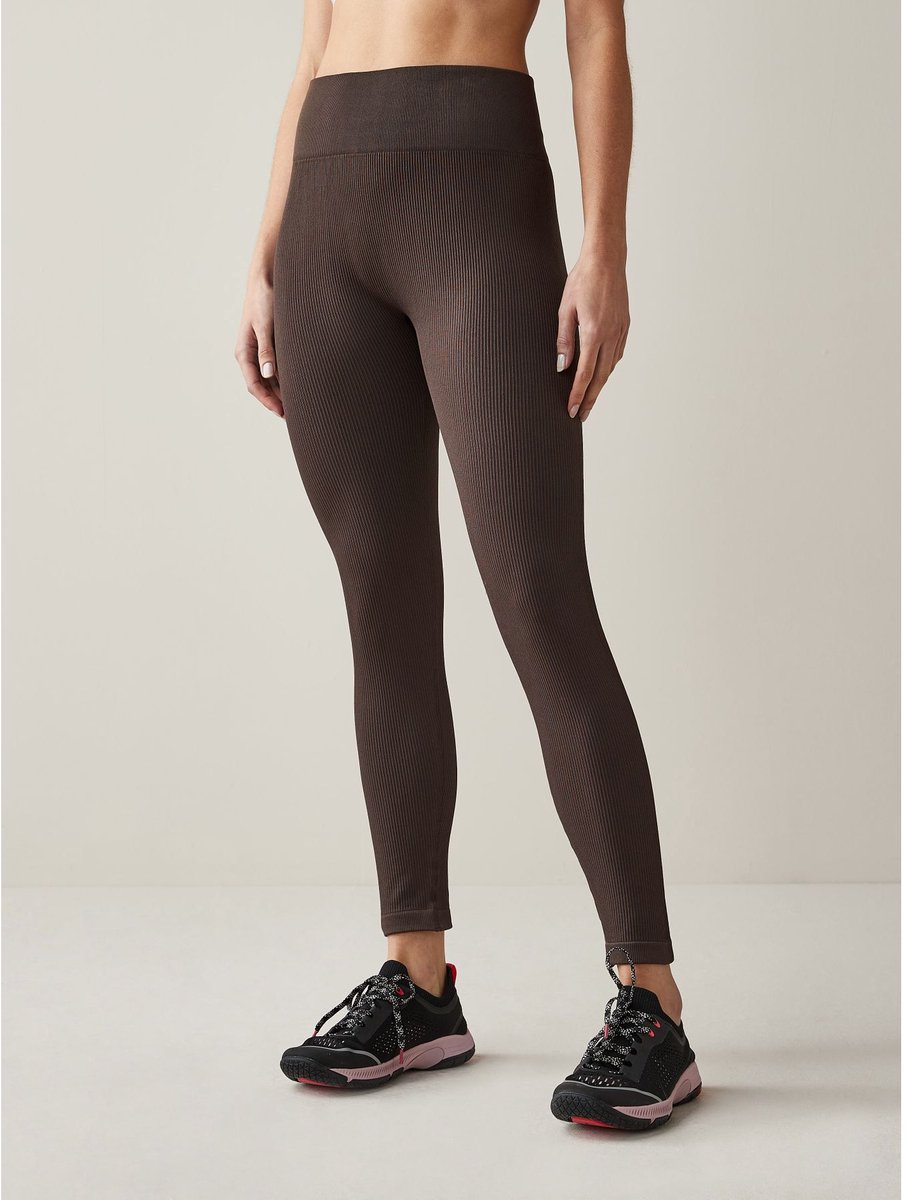 Next - Dames - Geribbelde, naadloze legging met hoge taille - Bruin