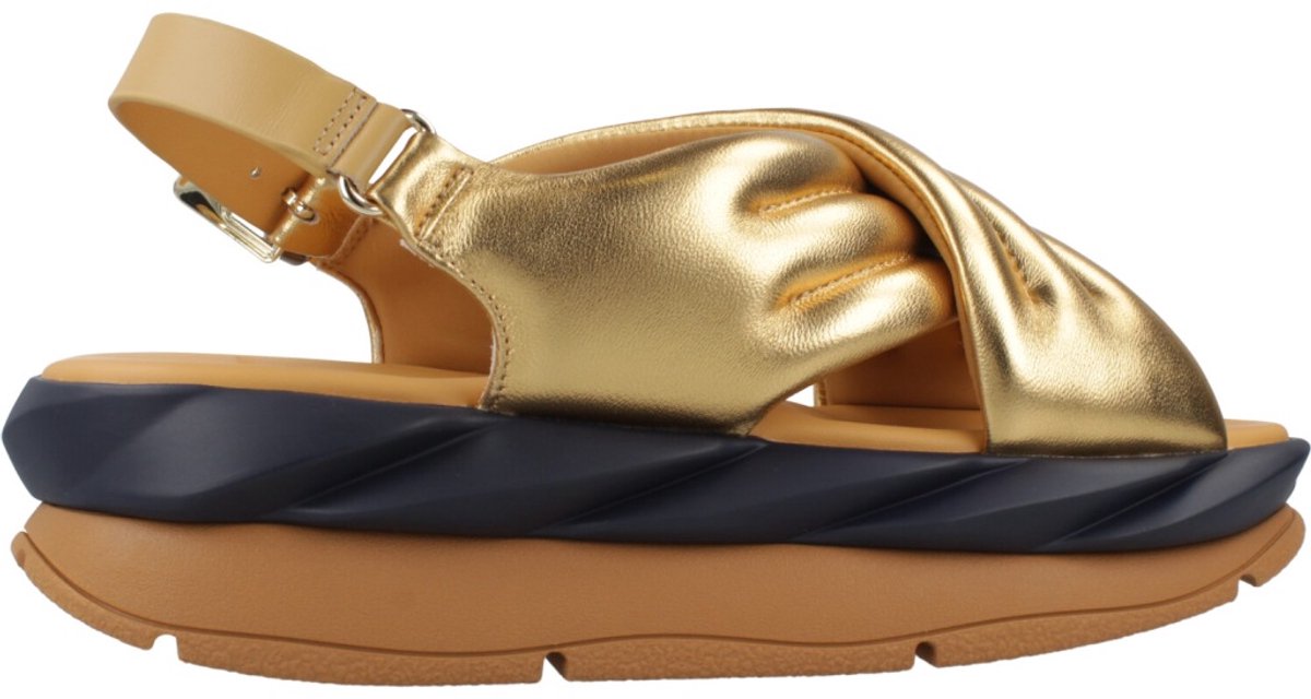 4CCCC dames sandaal Mellow Mana metallic leder goud