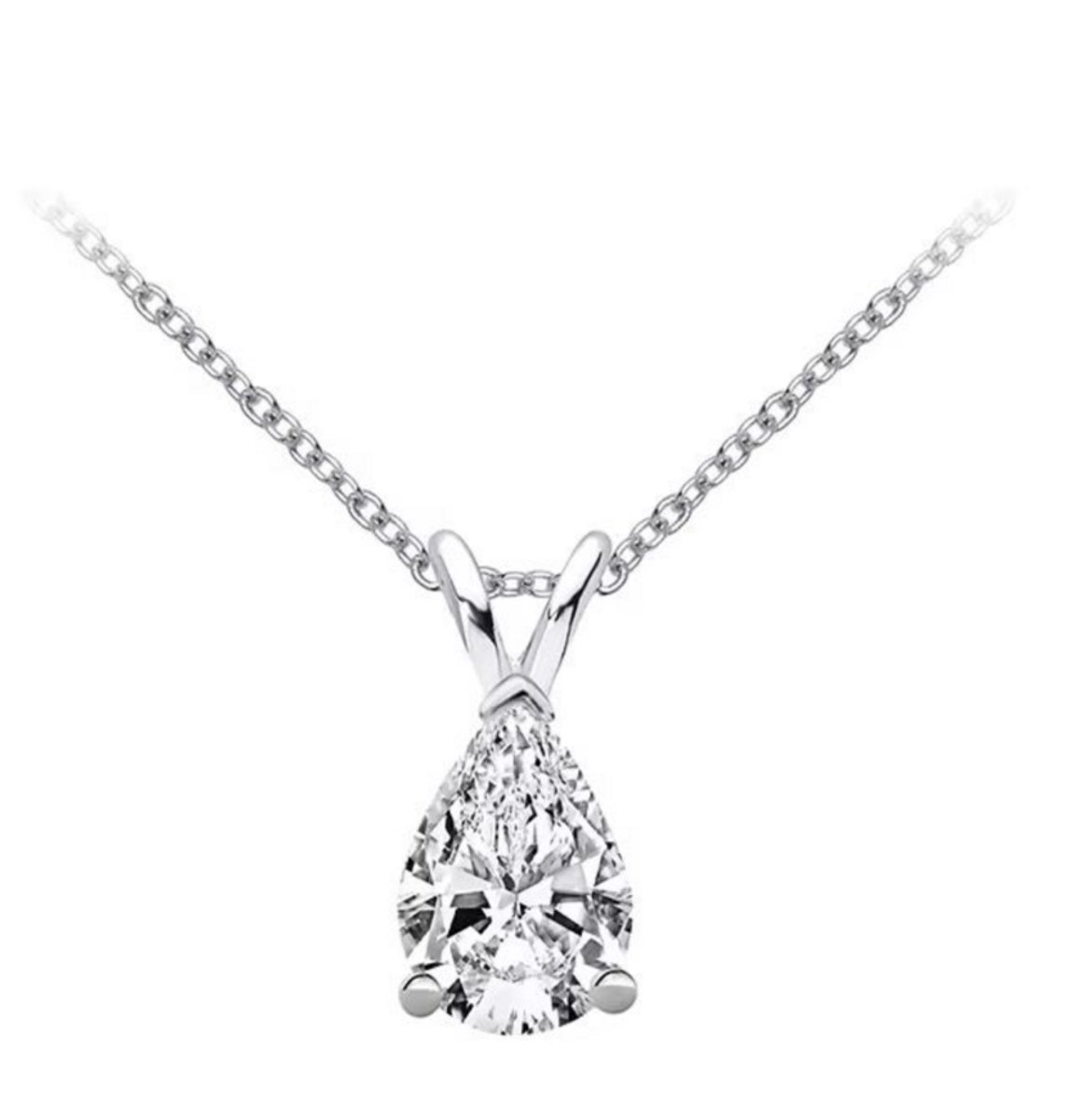 Selevie Ketting Wit Goud – Peer en Druppelvormige Moissanite 1.5 ct VVS – Witgoud met Zilver
