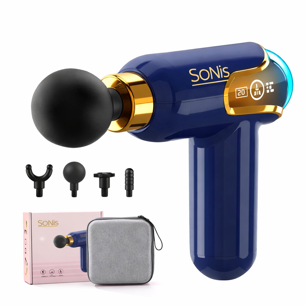 SoNis Massage Gun Mini - Professioneel Massage Apparaat - Massageapparaat Massage gun - Massage Pistool - Blauw