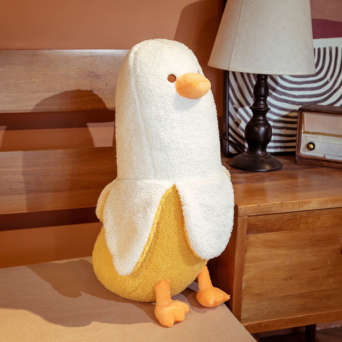 1 Stuk Banaan Eend Pluchen Speelgoed - 50cm Schattige Knuffel - Banaan Knuffelkussen - Dieren Knuffeldier - Kussen En Lichaamskussen - Wit En Geel