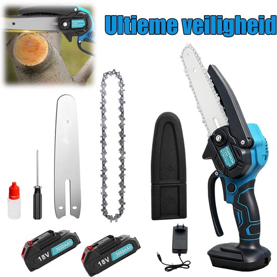 Mini kettingzaag draadloos 6 inch [tuinvriendelijk] Super handzame oplaadbare kettingzaag met veiligheidsslot, kleine elektrische kettingzagen op batterijen voor hout- en boomkap