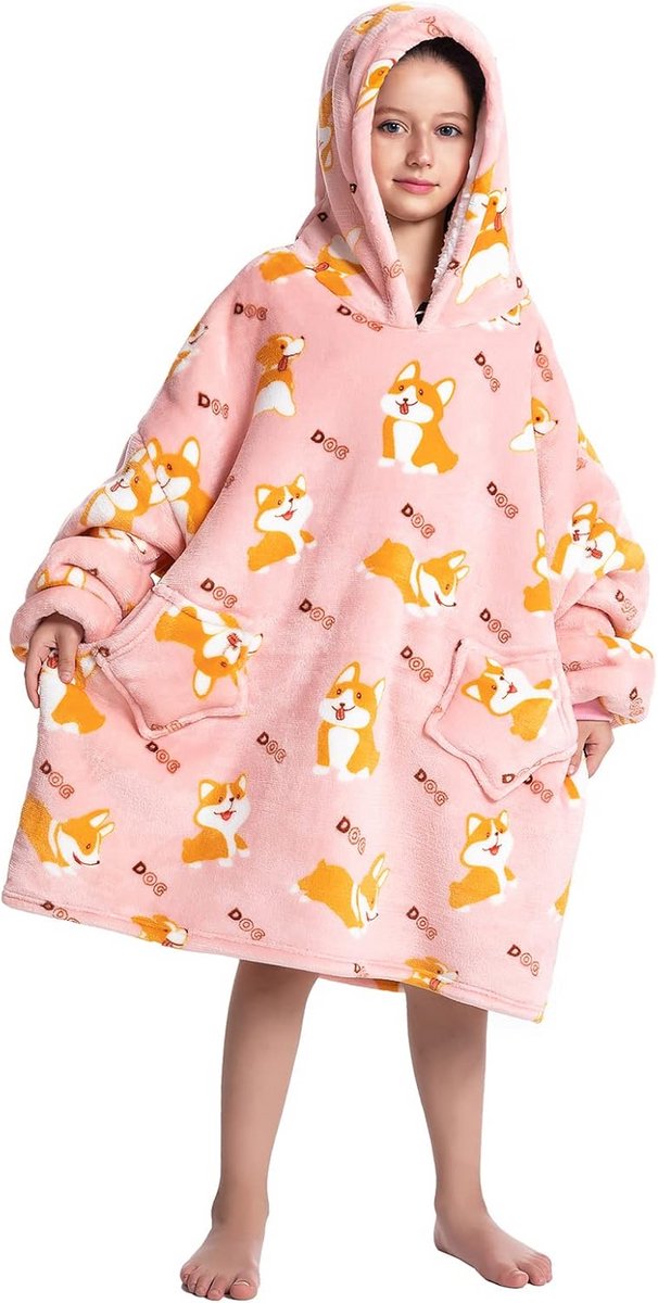 Extra Grote Warme Dekentrui met Capuchon voor Kinderen en Tieners | Sherpa Fleece Comfort