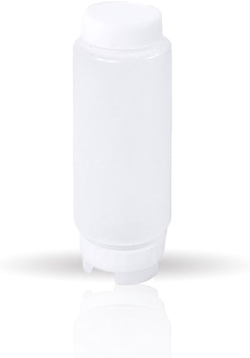 Famanu – Knijpfles 350 ml, dubbelzijdig vulbaar, kunststof doseerfles voor dressing en saus
